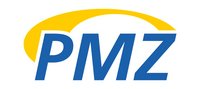 Logo PMZ Logo von PMZ mit blau-gelbem Schriftzug und geschwungenem Bogen